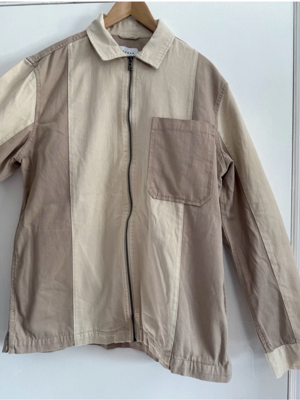 Topman Two-Tone Zip Jacket in Beige and Cream